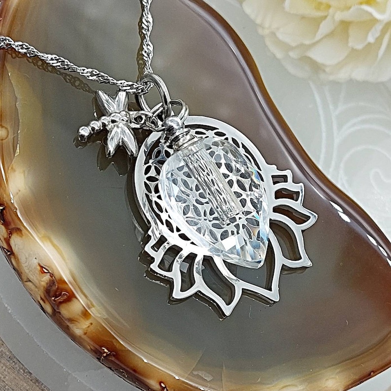 Lotus flower urn necklace Clearance