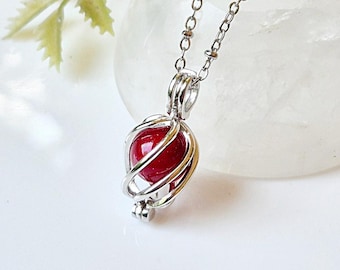 Ruby Red Glass Locket, Sterling Silver Cremation Jewelry, Urn Necklace for Ashes, Sympathy Gift, Ashes Pendant