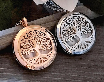Tree of Life Cremation Locket, Stainless Steel Cremation Necklace for Ashes, Ash Pendants
