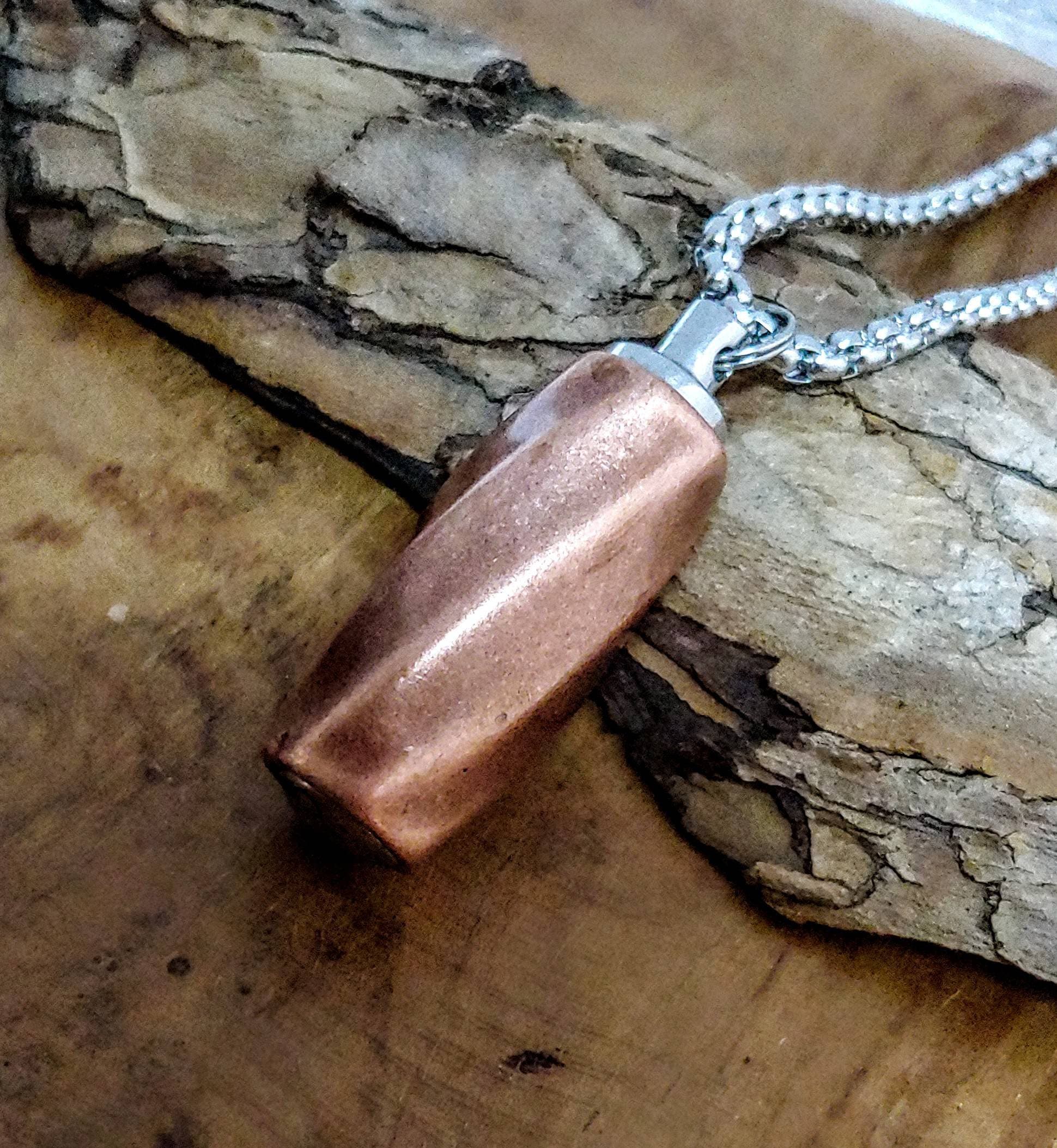 Copper tone Urn Pendant Ash Holder Cremation Jewelry for Men or