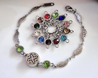 Mini Locket Bracelet for Ashes | Cremation Ash Bracelets for Women, Memorial Urn Jewelry  (Fillable, Birthstone Charm, Stainless Steel)