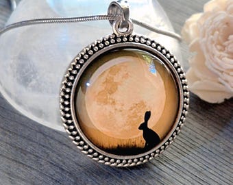 Moon Bunny Keepsake Locket | Memorial Ash Pendant | Cremation Ashes Jewelry | Urn Necklace