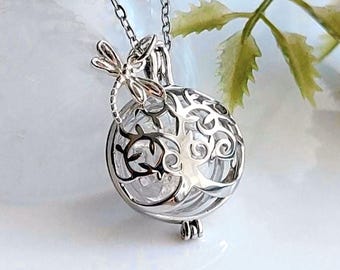 Sterling Silver Tree of Life Locket : Urn Necklace for Ashes | Cremation Ash Jewelry | Glasd Rrn Pendant