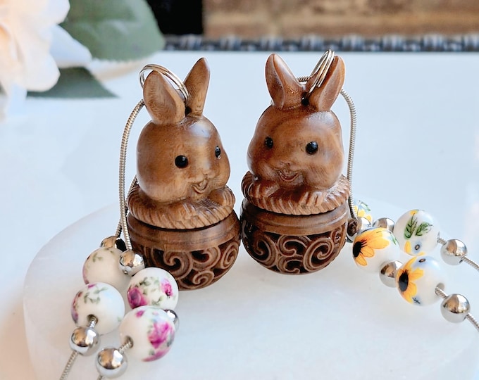 Bunny Rabnot Keepsake Locket | Urn Necklace with Fillable Glass Orb, Memorial Cremation Jewelry, Urn Pendant