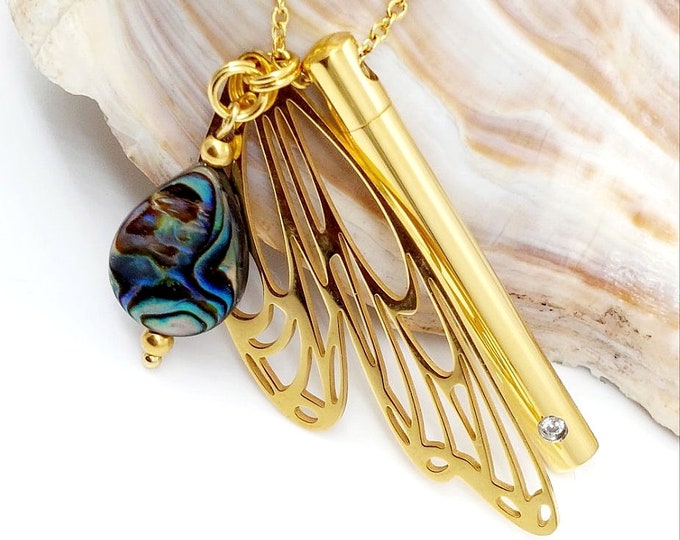 Dragonfly Wing Urn Necklace for Ashes | Cremation Jewelry Pendant | Memorial Keepsake Gifts | Butterfly Wing Urn Jewelry for Cremains