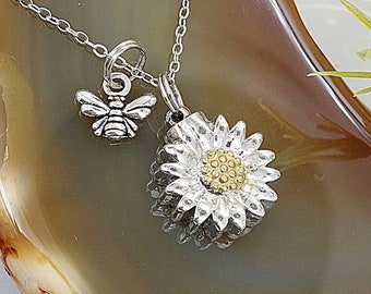 Sunflower Daisy Urn Necklace for Cremains | Memorial Jewelry for Ashes | Keepsake Jewelry | Cremation Jewelry Jewellery | Ash Holder