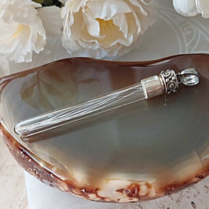 Long Glass Locket for Human Hair or Pet Hair | Whisker Keeper | Keepsake Urn Necklace | Urn Jewelry for Ashes or Hair | Cremation Jewelry