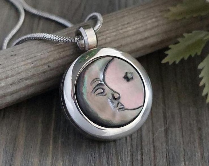 Crescent Moon Locket Pendant | Moon Urn Necklace for Ashes or Lock of Hair | Memorial Keepsake Jewellery Gifts for Her | Cremation Jewelry