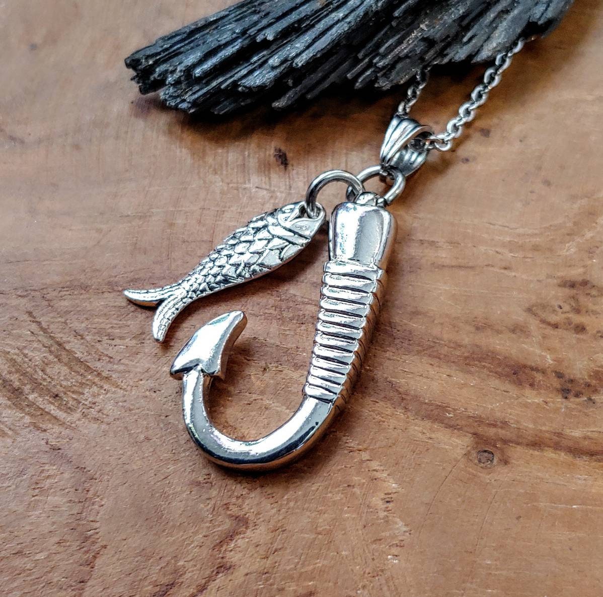 Fish hook Cremation Urn Necklace Pendant Fish Hook Urn