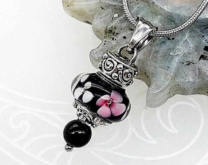 Pink Plumeria Urn Pendant Keepsake Necklace | Teardrop Urn Jewelry | Cremation Urn Jewelry | Hawaiian Flower Urn Necklace | Remembrance