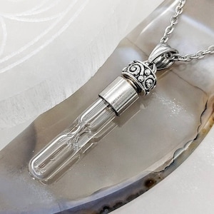 Hourglass Urn Necklace for Ashes | Glass Vial Necklace | Hour Glass Urn | Sand Urn Jewellery | Cremation Jewelry | Memorial Ash Pendant