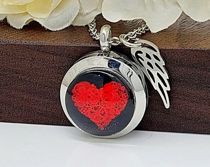 Red Heart Locket | Urn Necklace for Loved One | Heart Urn for Human Ashes | Keepsake Jewelry Gifts | Memorial, Cremation Jewelry for Women