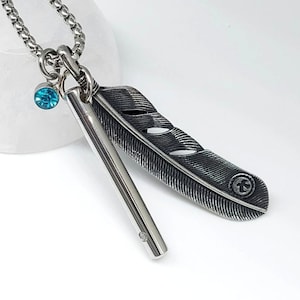 Feather Urn Necklace | Stainless Steel Urn Jewelry for Men or Women | Memorial Gift | Cremation Jewelry for Human Ash | Pet Memorial Jewelry