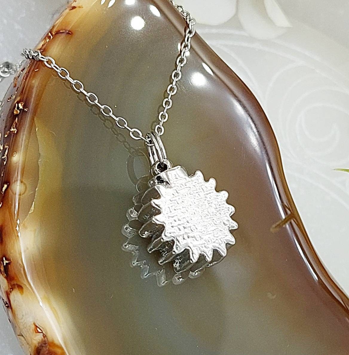 Sunflower Daisy Urn Necklace for Cremains Memorial Jewelry for Ashes