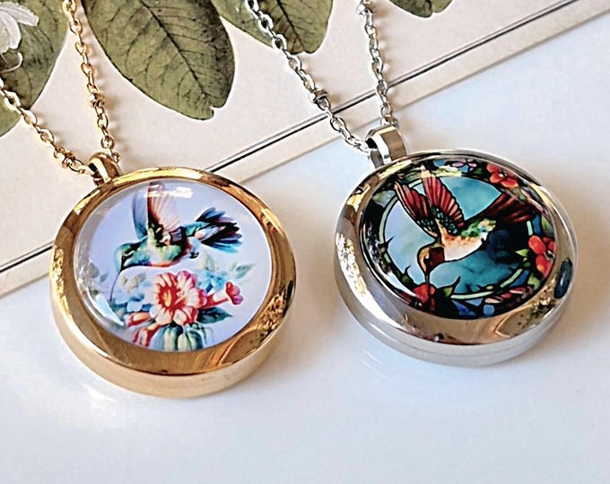 Hummingbird Urn Necklace | Cremation Ashes Jewelry, Memorial Lockets, Keepsake Urn Pendants, Sympathy Gift for Her