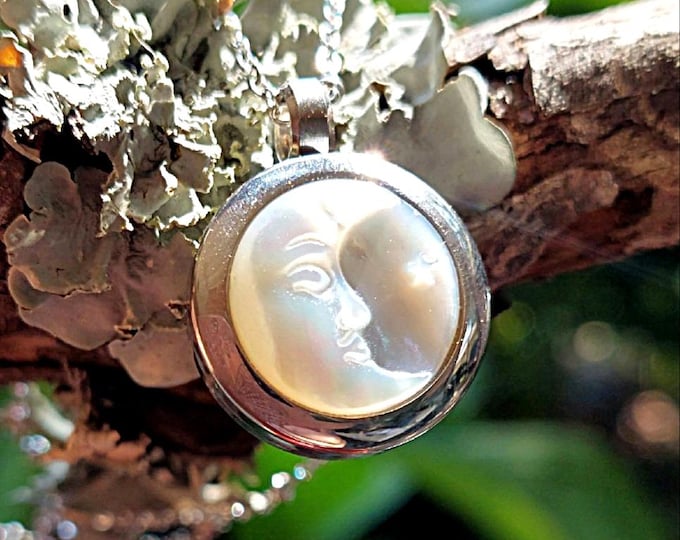Mother of Pearl Moon Locket Necklace | Cremation Jewelry for Ashes, Lock of Hair | Urn Jewellery | Keepsake Ashes Pendant for Cremains