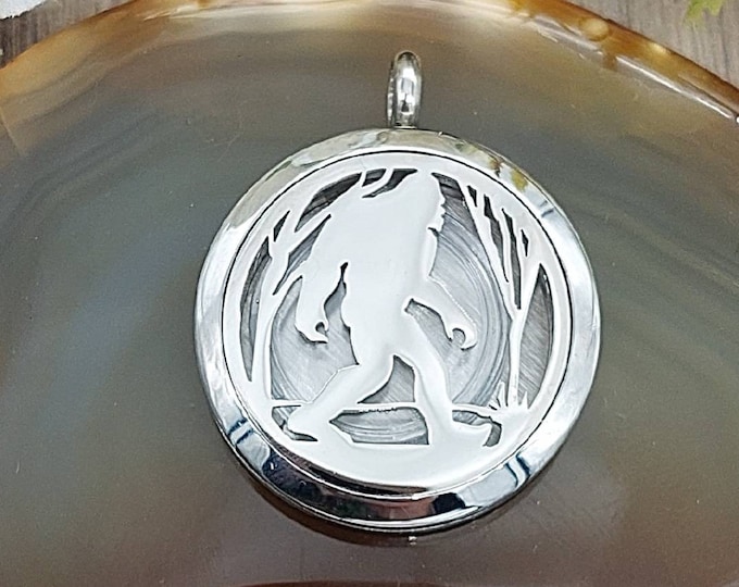 Sasquatch, Big Foot Locket Urn Necklace for Ashes or Lock of Hair | Cremation Jewelry Pendant for Men or Women | Ashes Jewelry | Gift