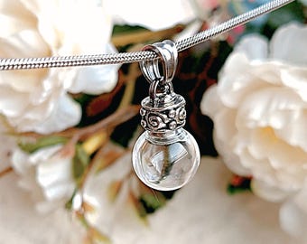 Simple Glass Pendant for Ashes | Small Cremation Necklace for Women, Keepsake Urn Jewelry, Sympathy Gifts for Her