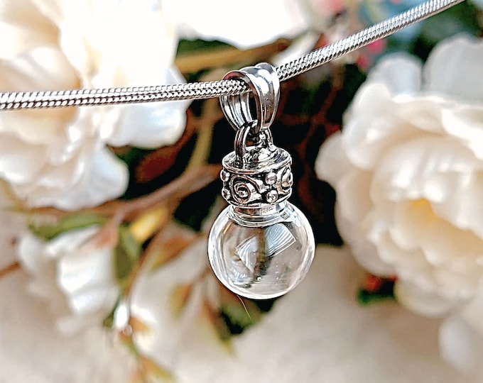 Simple Glass Pendant for Ashes | Small Cremation Necklace for Women, Keepsake Urn Jewelry, Sympathy Gifts for Her