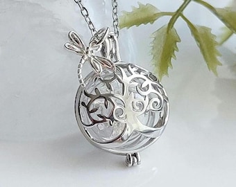 Sterling Silver Tree of Life Locket, Urn Necklace for Ashes, Cremation Ashes Jewelry