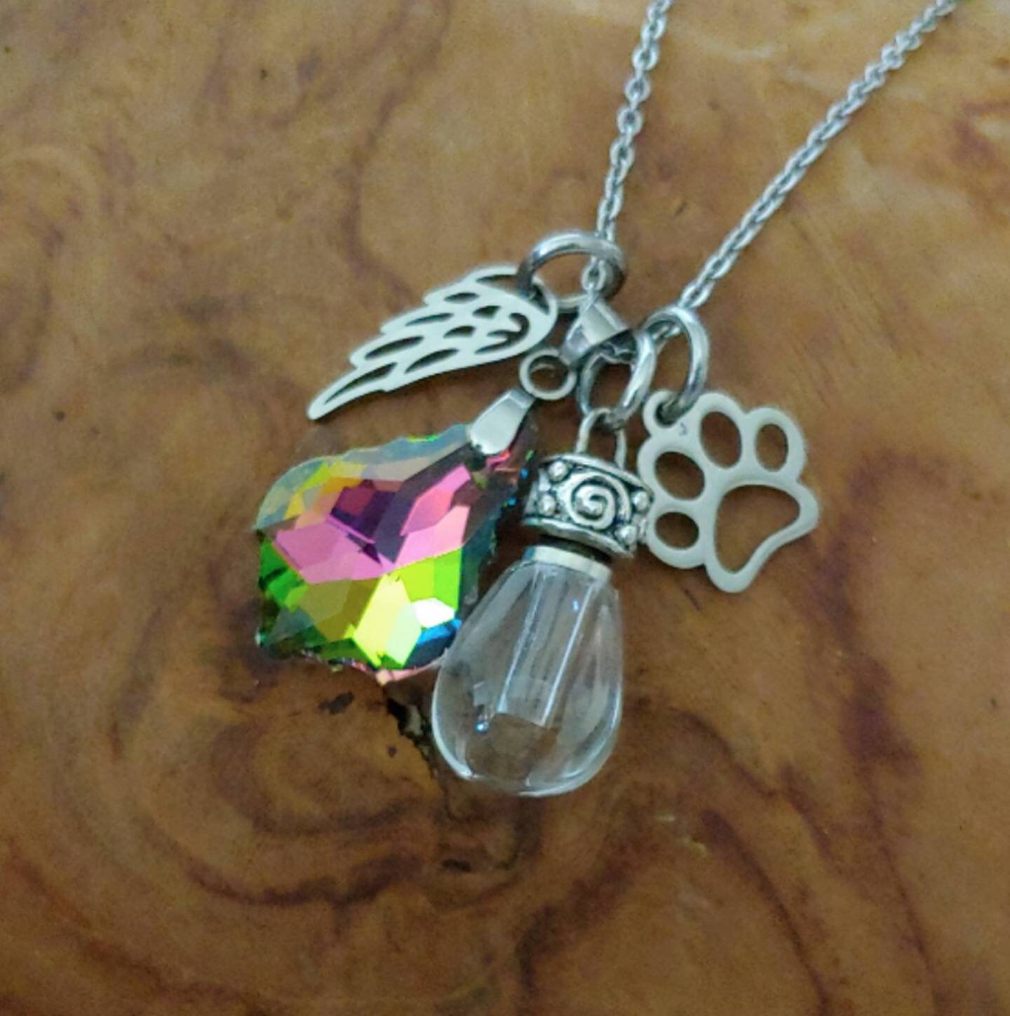 COCO Park Paw Print Urn Necklace - Stainless Steel Cremation Jewelry For Pet Ashes Memorial - View #9