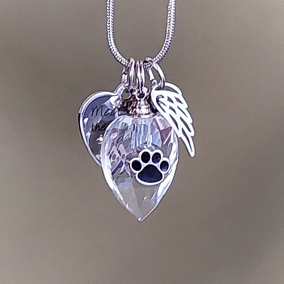 Rainbow Bridge Pet Keepsake Teardrop Urn Necklace Pet Memorial Jewelry ...