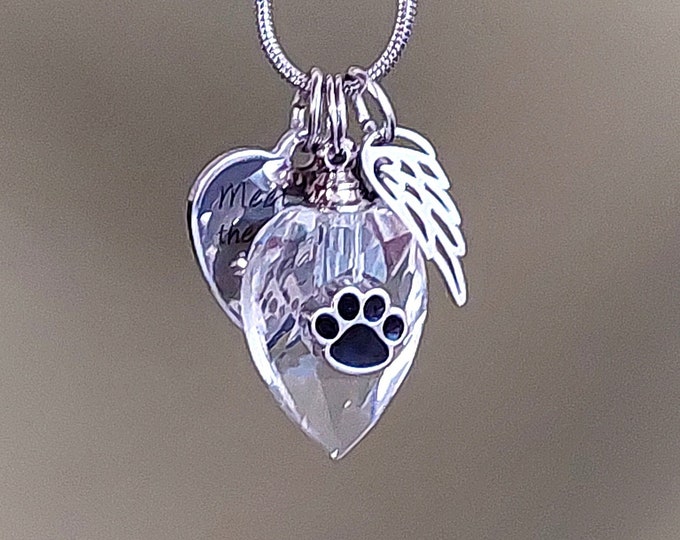 Rainbow Bridge Pet Keepsake | Teardrop Urn Necklace | Pet Memorial Jewelry | Pet Loss Gift | In Memory of Beloved Pet, Cat, Dog Urn Jewelry