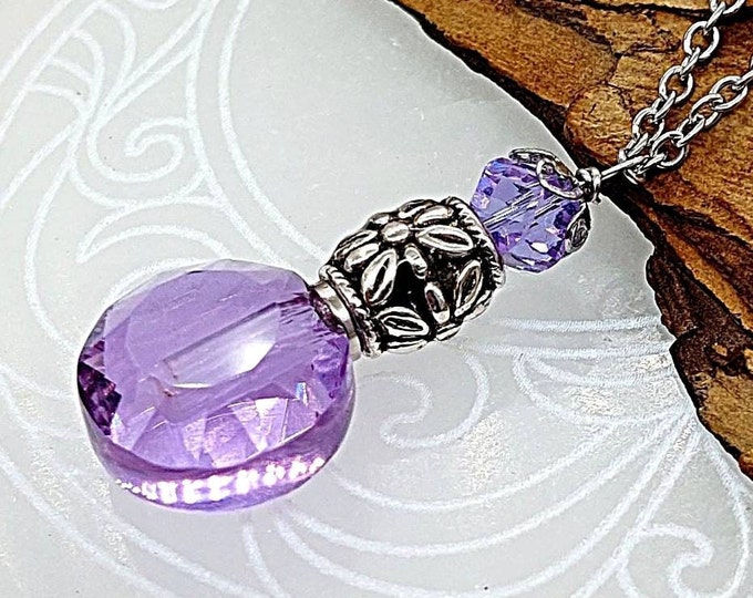 Lavender Crystal Urn Necklace for Ashes | Keepsake Jewelery Gifts for Her | Memorial, Cremation Jewelry Pendant | Handmade Urn Jewelry