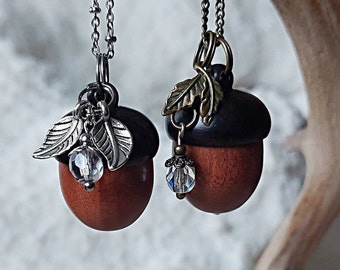 Hollow Wooden Acorn Locket Necklace, Keepsakes for Women, Cremation Urn Jewelry, Ash Holder