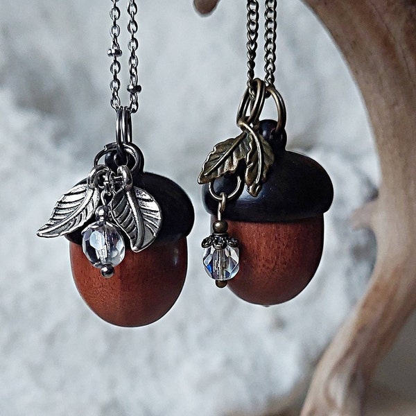 Hollow Wooden Acorn Locket Fillable Necklace | Keepsake Jewelry | Cremation Jewelry | Urn Jewelry Gift | Pill ~ Stash Bottle  Jewelry