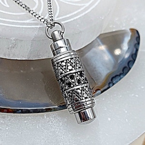 Geometric Design Urn Pendant | Necklace for Ashes | Memorial, Keepsake, Cremation Jewelry | Sympathy Gift for Men or Women | Urn Jewellery