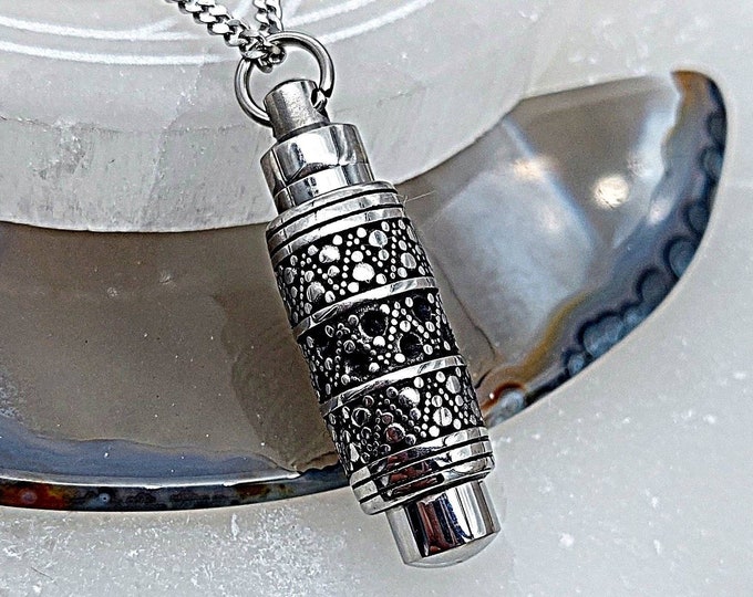 Geometric Design Urn Pendant | Necklace for Ashes | Memorial, Keepsake, Cremation Jewelry | Sympathy Gift for Men or Women | Urn Jewellery