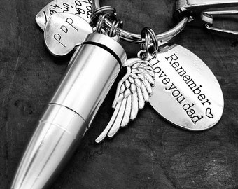 Dad Urn Memorial Keepsake Keychain | Dad Urn Necklace for Ashes | Cremation Jewelry | Ash Holder Jewelry | Father Dad Loss Memorial Gift