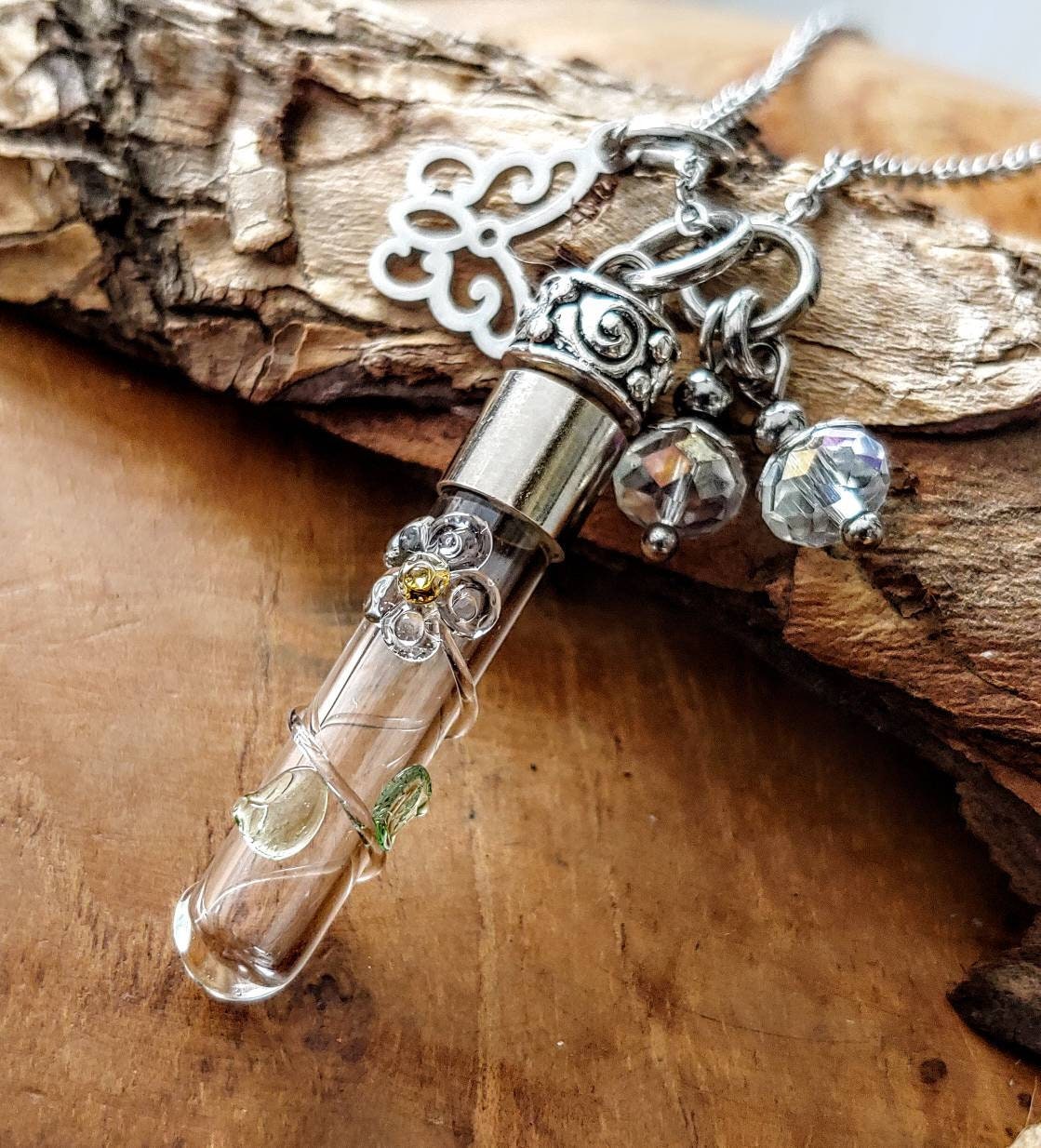 Daisy Urn Necklace Glass Urn Pendant Glass Locket Keepsake Necklace