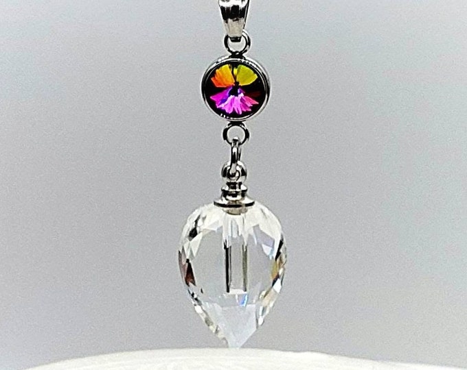 Rainbow Crystal Pendant for Cremains | Keepsake Urn Necklace for Ashes | Memorial Suncatcher | Cremation Jewelry Gifts | Ashes Necklace
