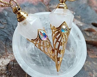 Quartz Crystal Urn Necklace | Crystal Keepsake Jewelry, Cremation Jewelry for Her, Urn Pendant, Sympathy Gifts
