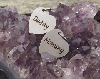 Stainless Steel Mommy or Daddy Charm(Addition to Pendants) Thoughtfullkeepsakes Shop