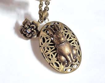 Bunny Rabbit Memorial Locket | Urn Necklace | Cremation Jewelry for Ashes | Easter Keepsake Jewelllery Gifts