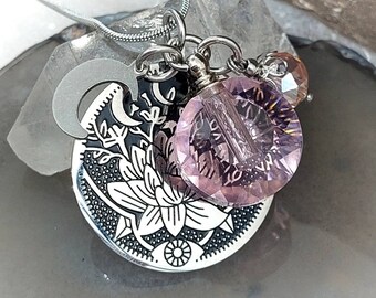 Lotus Flower Urn Necklace, Stainless Steel Cremation Jewelry, Ash Pendant, Memorial Ashes Keepsake