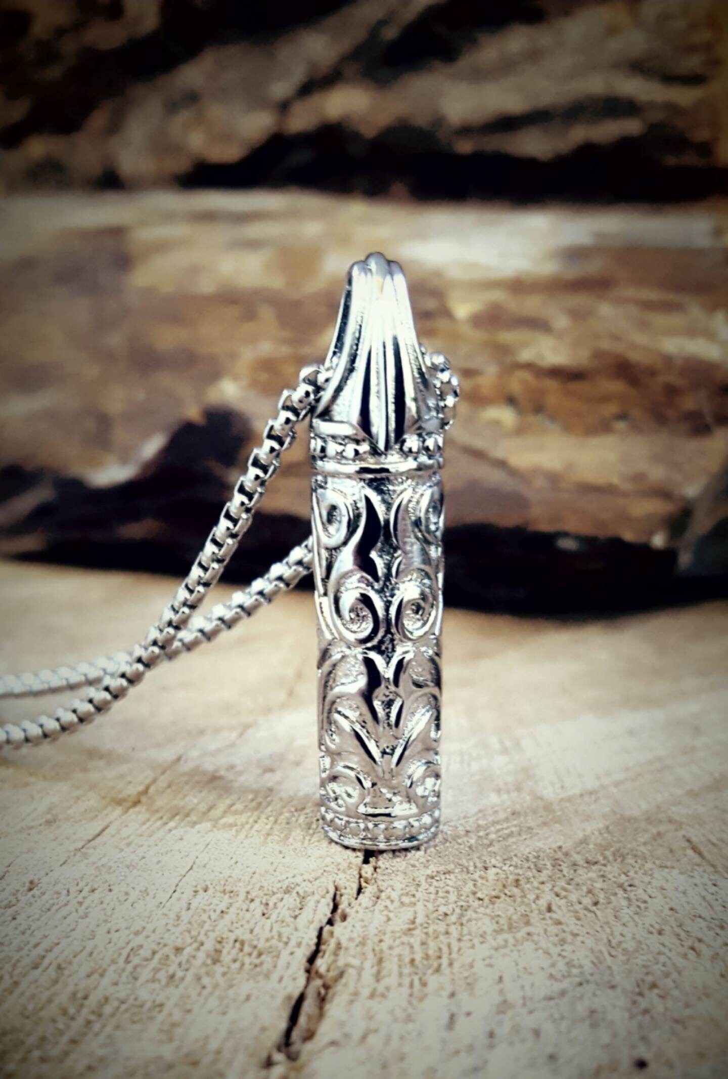 Vintage Inspired Stainless Steel Urn Pendant Cremation Jewelry for