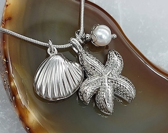 Starfish Urn Necklace, Ash Holder Pendant, Stainless Steel Cremation Jewelry, Beach Keepsake Gifts