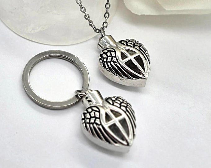 2x Cremation Ashes Jewelry, Urn Necklace and Keychain, Memorial Pendant, Sympathy Gifts