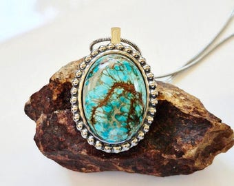 Large Blue Imperial Jasper Urn Pendant | Amulet for Ashes | Cremation Necklace | Keepsake Jewelry for Human Ash | Memorial Gifts for Her