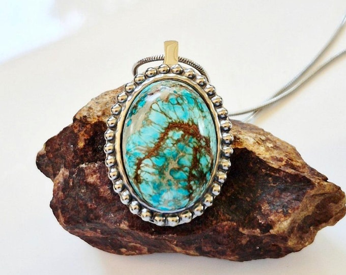 Large Blue Imperial Jasper Urn Pendant | Amulet for Ashes | Cremation Necklace | Keepsake Jewelry for Human Ash | Memorial Gifts for Her