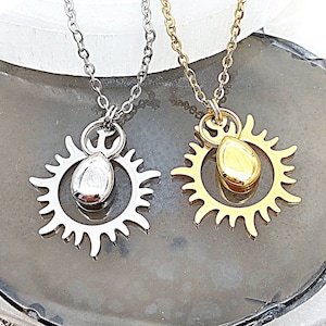 Simple Sun Memorial Urn Necklace for Ashes | Minimalist Jewelry | Silver or Gold Sun Urn Jewelry | Cremation Jewellery Pendant Necklaces