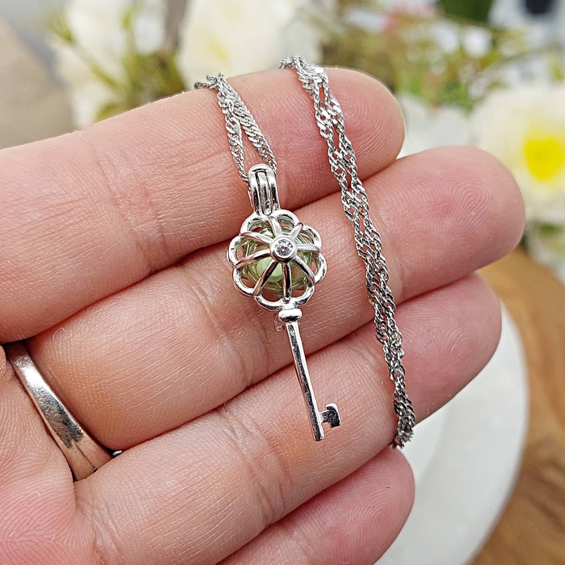 Skeleton Key Locket Urn Jewelry for ashes Key Urn Necklace