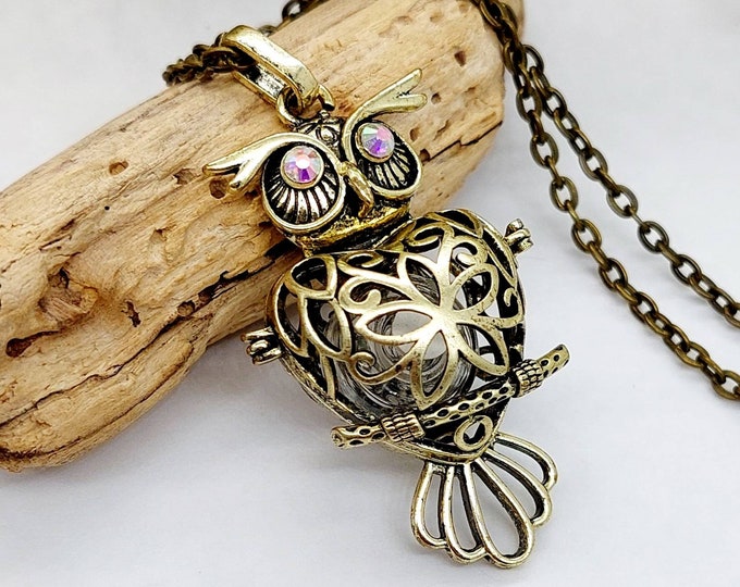 Keepsake Jewelry Locket Bronze Owl Urn Locket with Glass for Ashes or Lock of Hair | Cremation Keepsakes Jewelry | Locket for Cremains