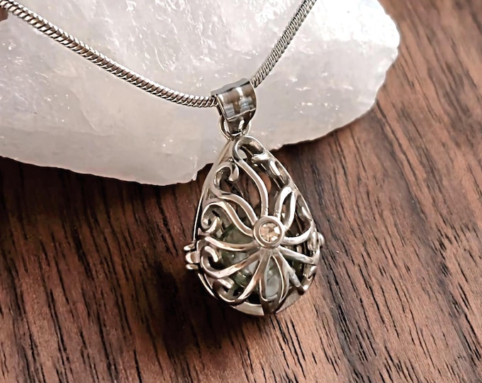 Small Teardrop Cremation Ash Locket | Stainless Steel Urn Necklace to Hold Ashes, Keepsake Jewelry