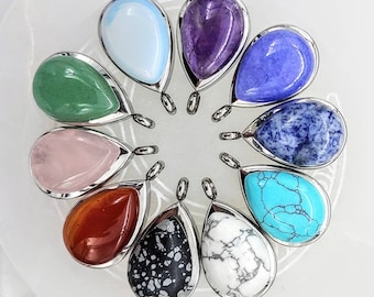 Collier souvenir en forme de larme en cristal | Bijoux pour urne de deuil | Bijoux pour cendres | Médaillon en verre pour bijoux de crémation | Quartz rose, améthyste