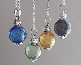 Simple Glass Pendant for Ashes : Glass Orb Cremation Jewelry, Urn Necklace, Sympathy Gift
